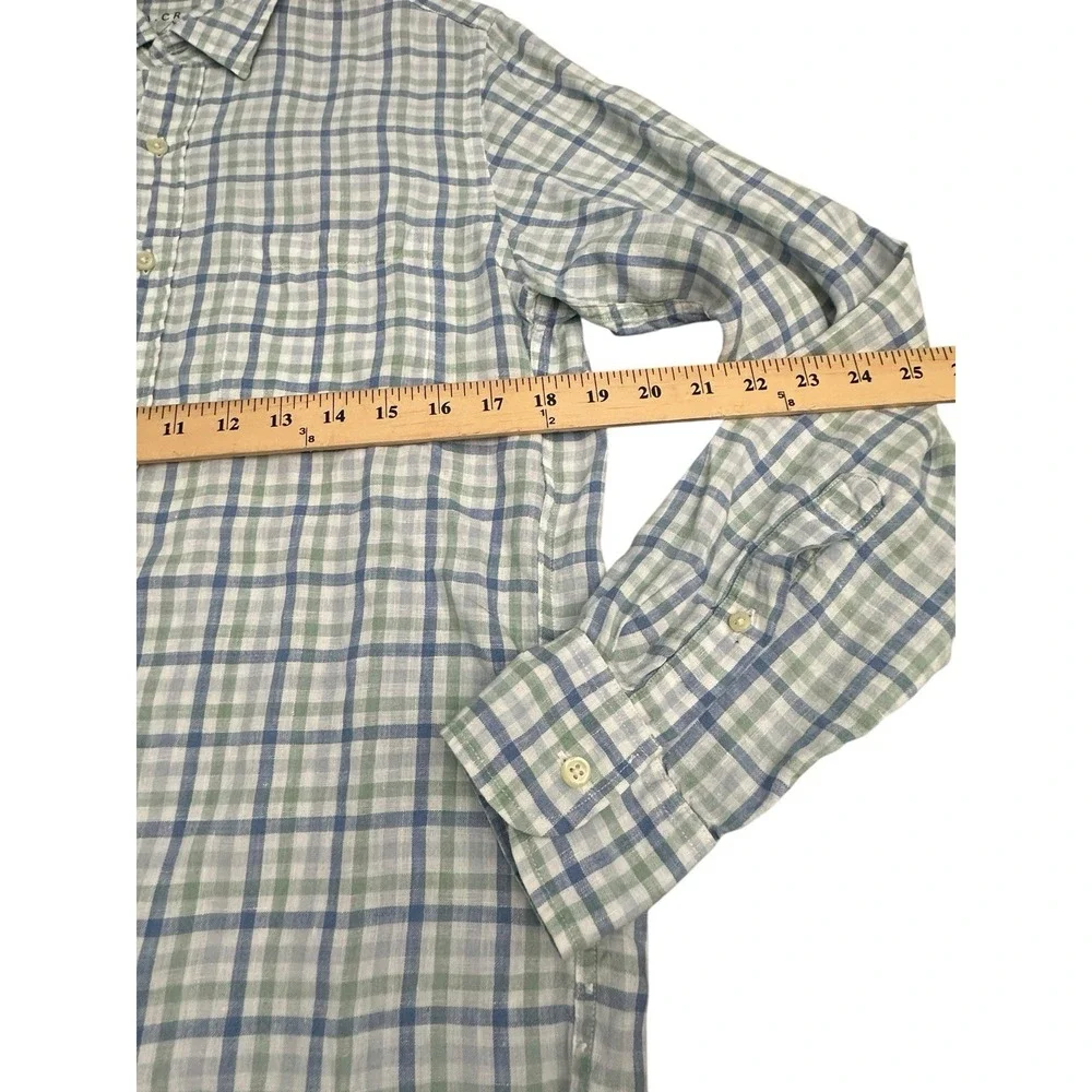 J. Crew Classic 100%‎ Irish Linen Gingham Plaid Check Shirt Men's Sz Small #A1-7